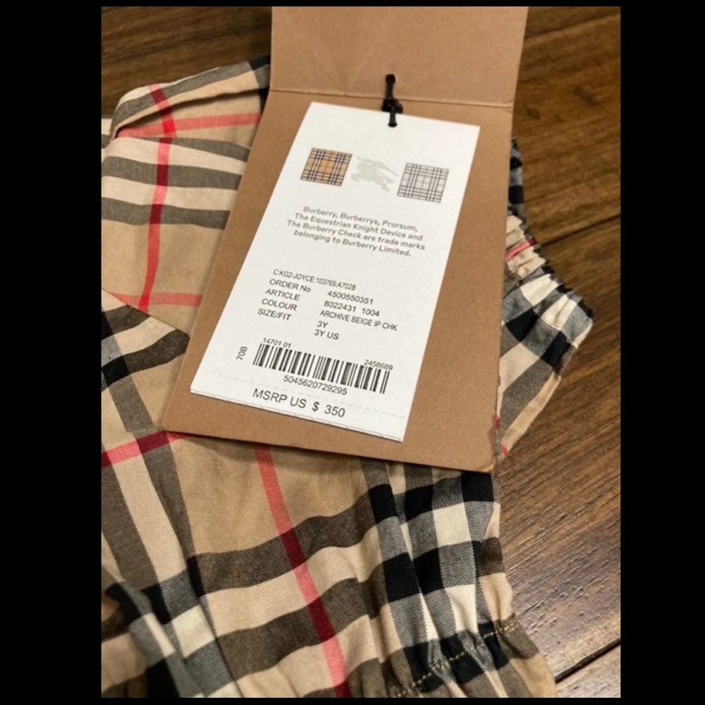 NWT Burberry 3T Joyce Smocked Vintage Check Dress - Picture 4 of 15